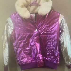Metallic Purple Jacket with Faux Fur Collar